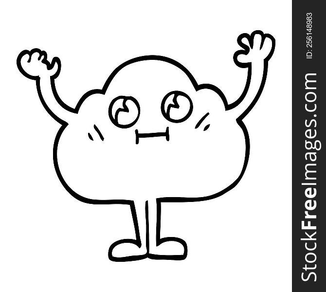Happy Line Drawing Cartoon Cloud