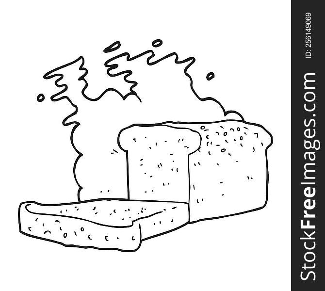 black and white cartoon loaf of bread