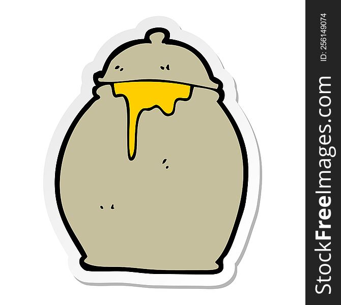 Sticker Of A Cartoon Honey Pot