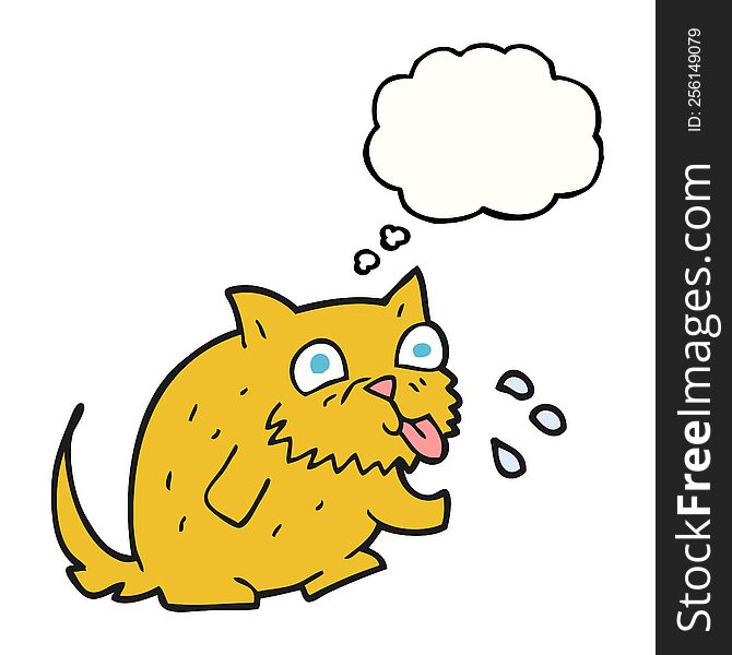 Thought Bubble Cartoon Cat Blowing Raspberry