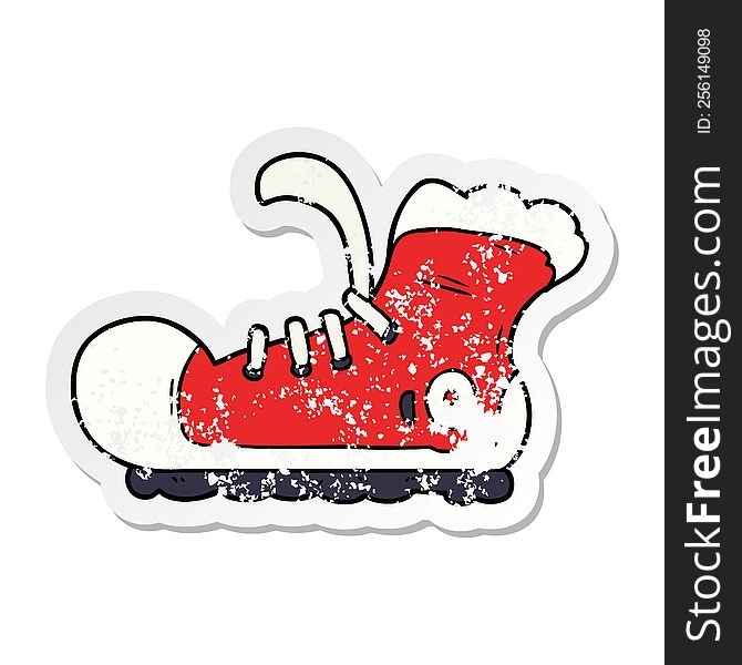 Distressed Sticker Of A Cartoon Sneaker