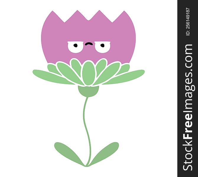 Flat Color Retro Cartoon Flower