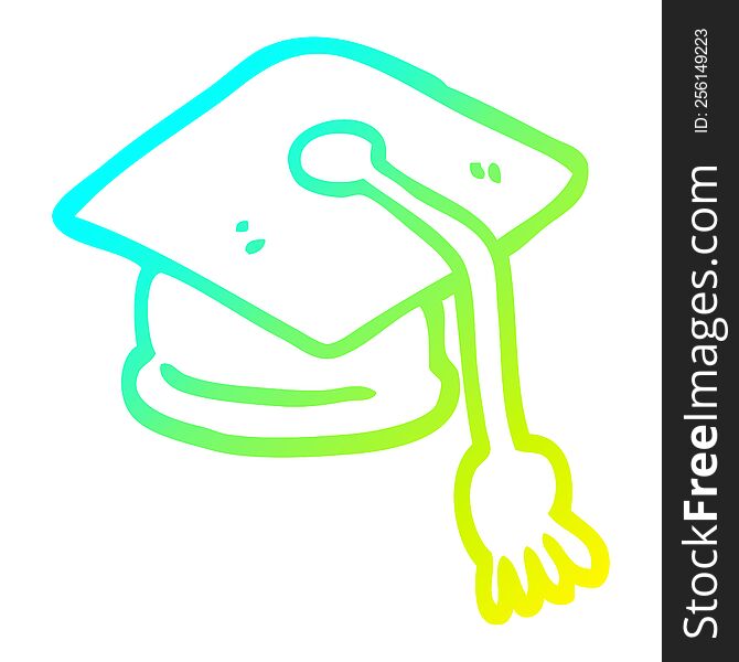 Cold Gradient Line Drawing Cartoon Graduation Hat