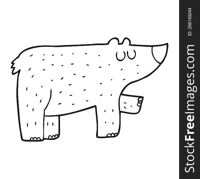 black and white cartoon bear