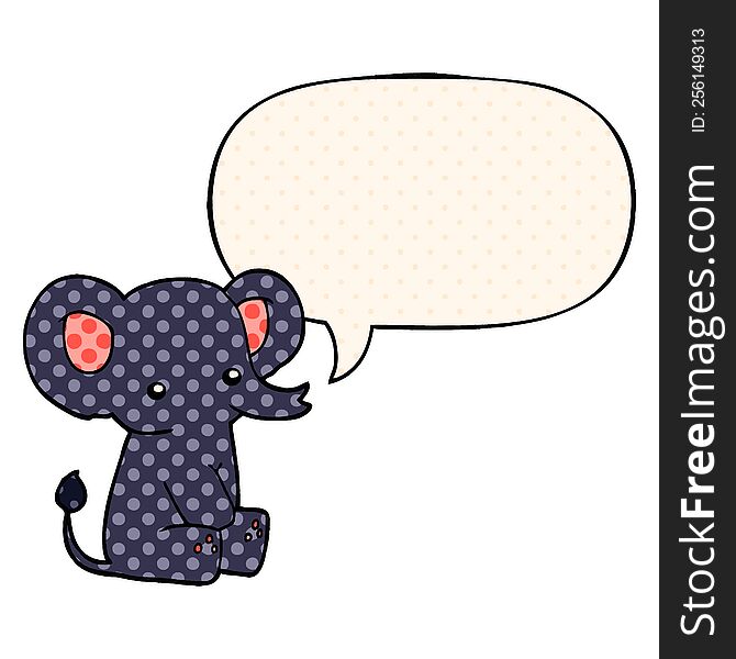 Cartoon Elephant And Speech Bubble In Comic Book Style