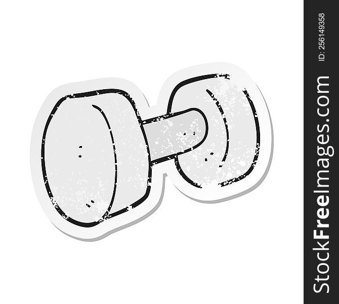 Retro Distressed Sticker Of A Cartoon Dumbbell