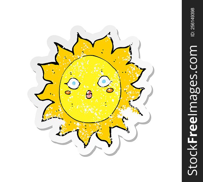 Retro Distressed Sticker Of A Cartoon Sun