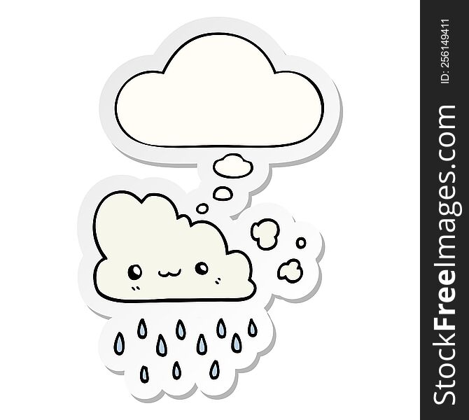 Cartoon Storm Cloud And Thought Bubble As A Printed Sticker