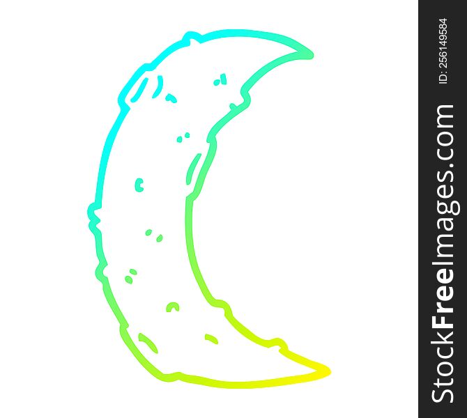 cold gradient line drawing of a cartoon moon