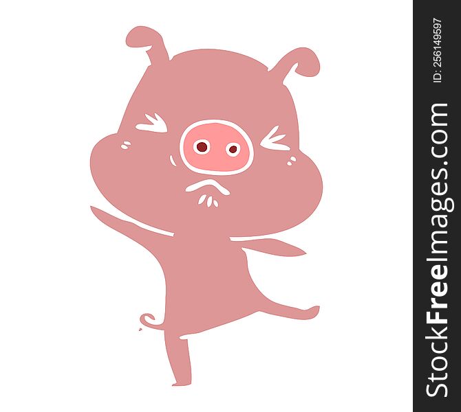 Flat Color Style Cartoon Furious Pig