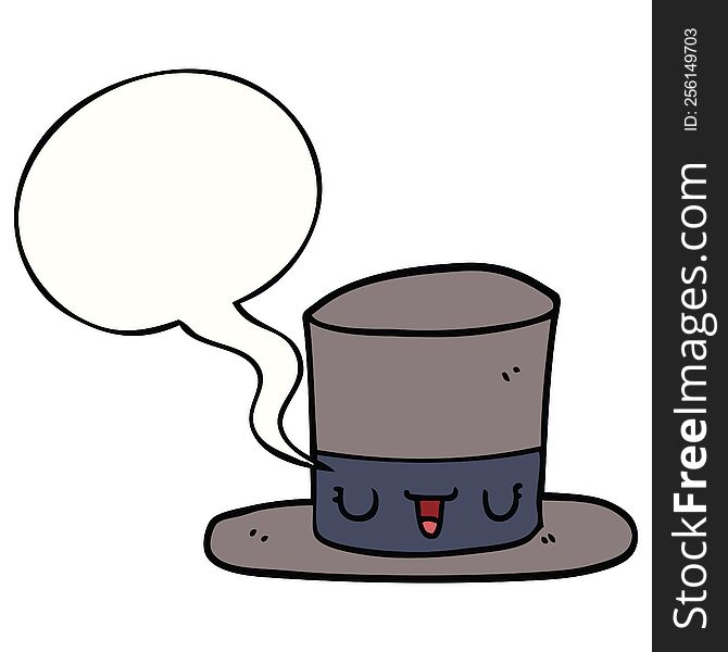 Cartoon Top Hat And Speech Bubble