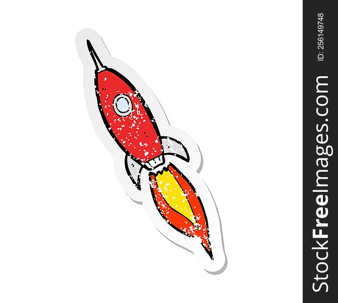 Retro Distressed Sticker Of A Cartoon Spaceship