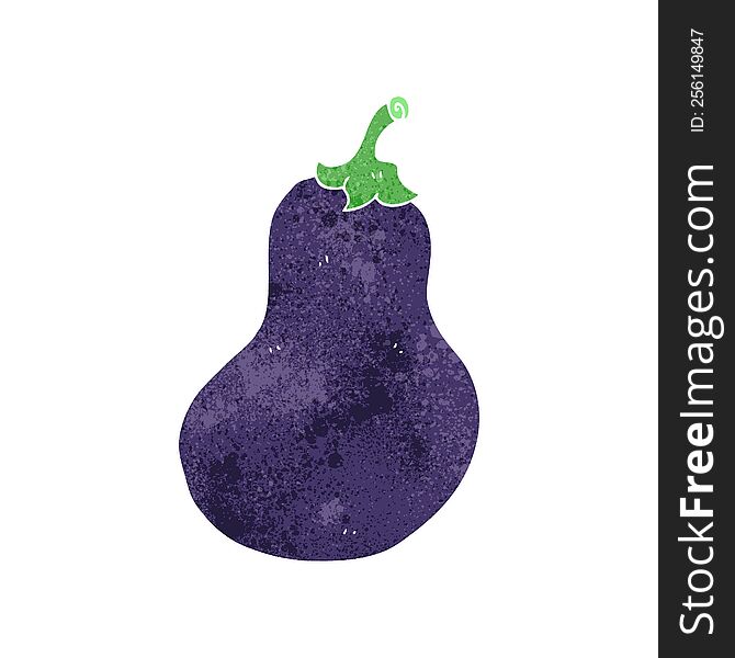 freehand retro cartoon eggplant