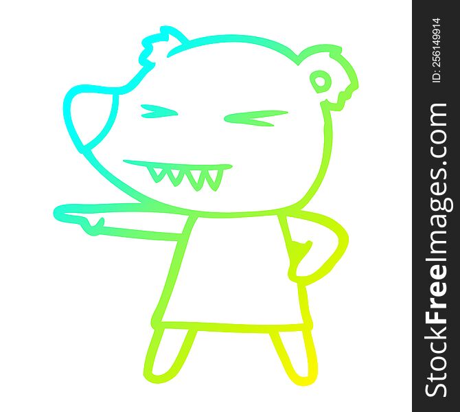 Cold Gradient Line Drawing Pointing Bear Cartoon