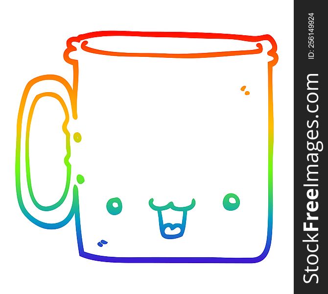 Rainbow Gradient Line Drawing Cartoon Cup