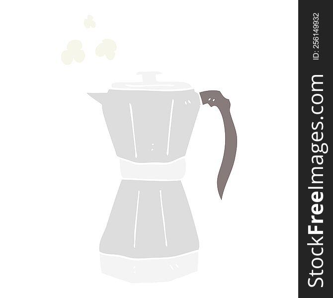 Flat Color Illustration Of A Cartoon Stovetop Espresso Maker