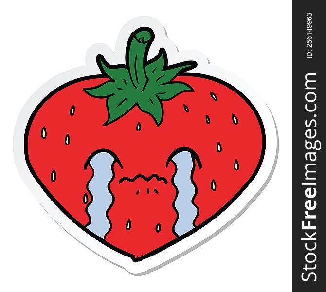 sticker of a cartoon strawberry