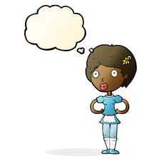 Free Cartoon Woman In French Maid Outfit With Thought Bubble Royalty Free Stock Photography - 256150457