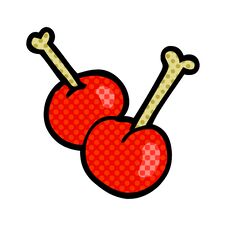 Cartoon Doodle Red Cherries Royalty Free Stock Photos