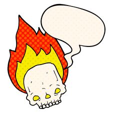 Spooky Cartoon Flaming Skull And Speech Bubble In Comic Book Style Stock Photography