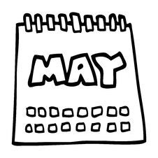 Line Drawing Cartoon Calendar Showing Month Of May Royalty Free Stock Photos