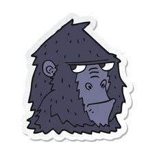 Sticker Of A Cartoon Gorilla Royalty Free Stock Image