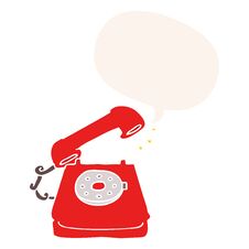 Cartoon Old Telephone And Speech Bubble In Retro Style Royalty Free Stock Photo