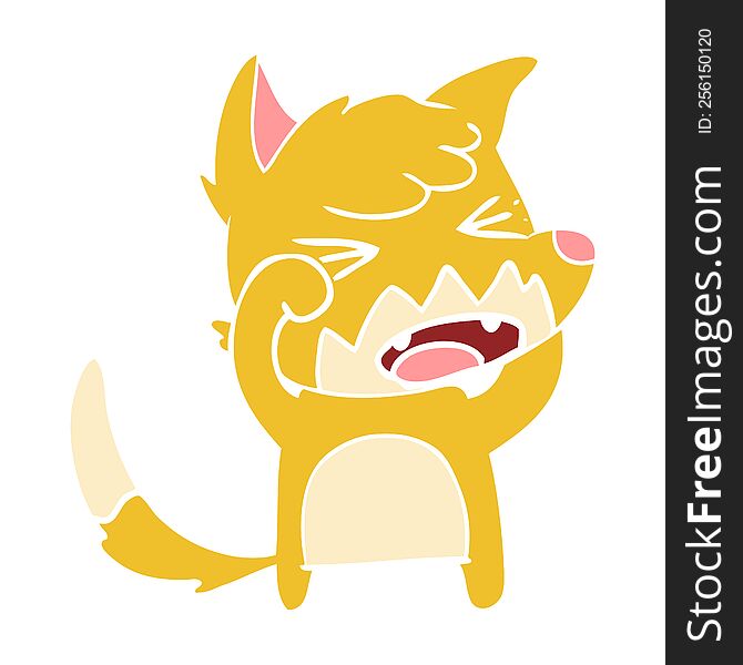 Angry Flat Color Style Cartoon Fox Rubbing Eyes