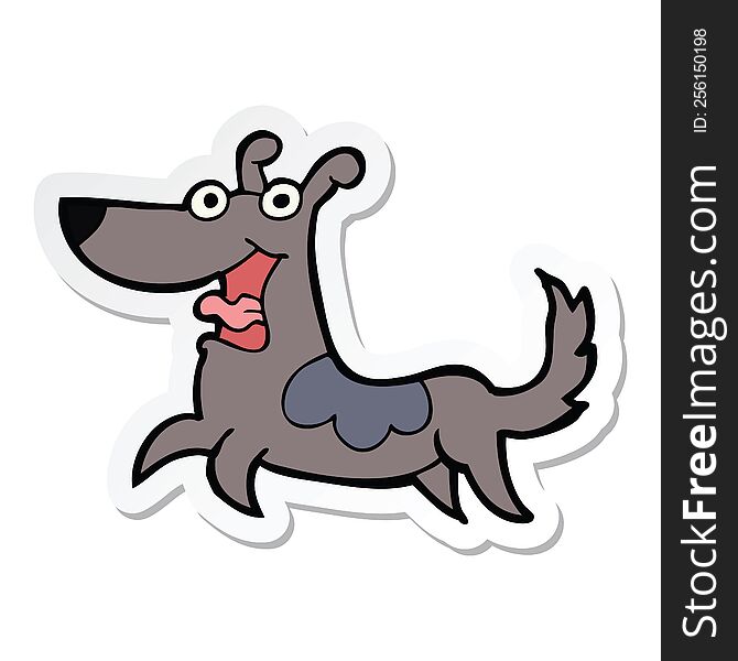 sticker of a happy dog cartoon