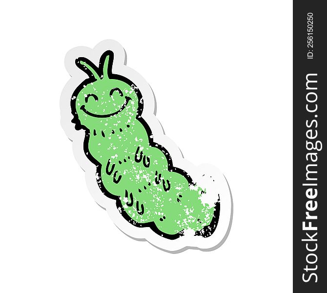 retro distressed sticker of a cartoon caterpillar