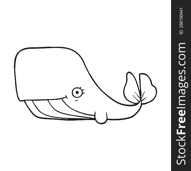 Black And White Cartoon Happy Whale