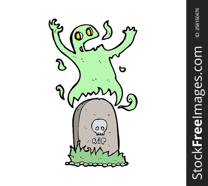 cartoon ghost rising from grave