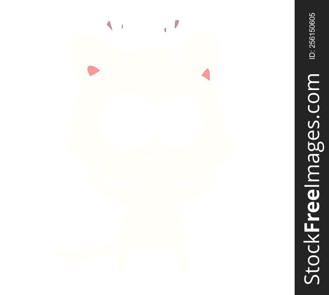 Flat Color Style Cartoon Surprised Cat