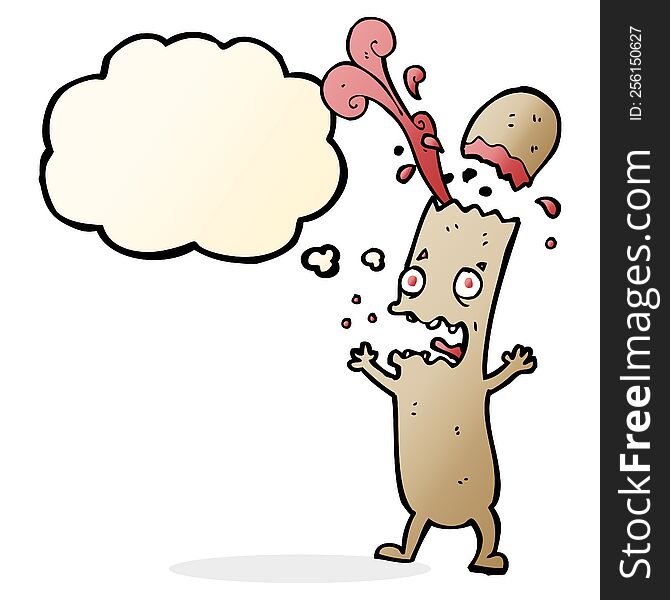 Cartoon Undercooked Sausage With Thought Bubble