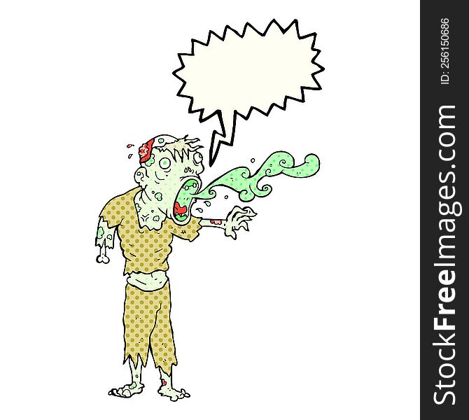 freehand drawn comic book speech bubble cartoon gross zombie