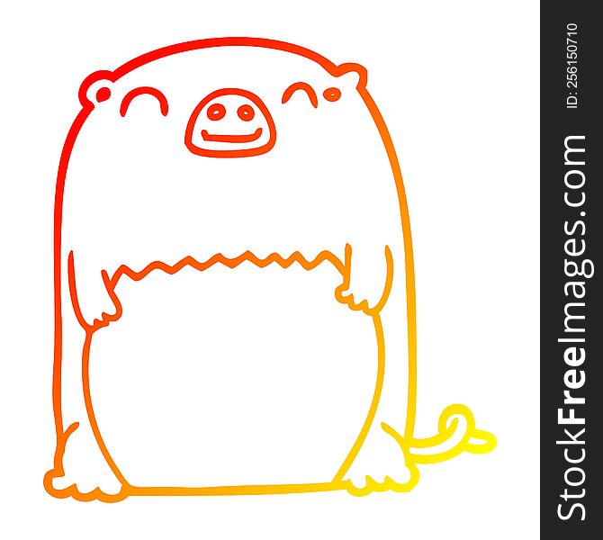 warm gradient line drawing of a cartoon creature