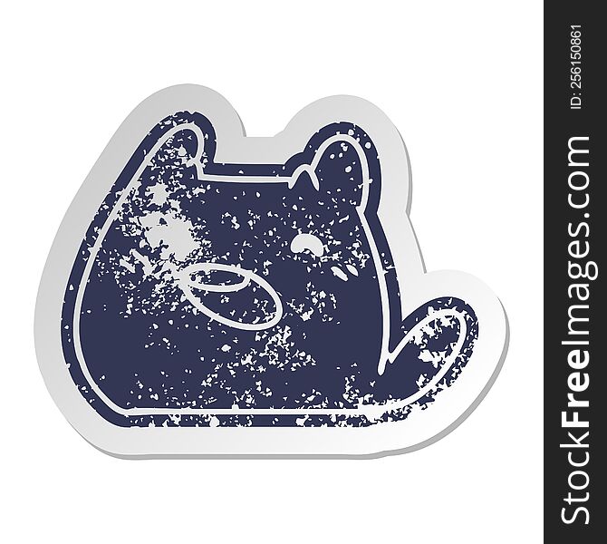 Distressed Old Sticker Of A Kawaii Cat