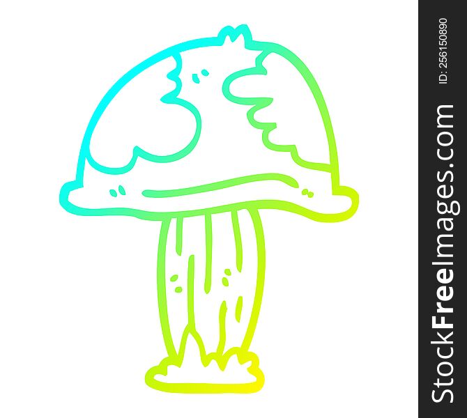 Cold Gradient Line Drawing Cartoon Poisonous Toadstool