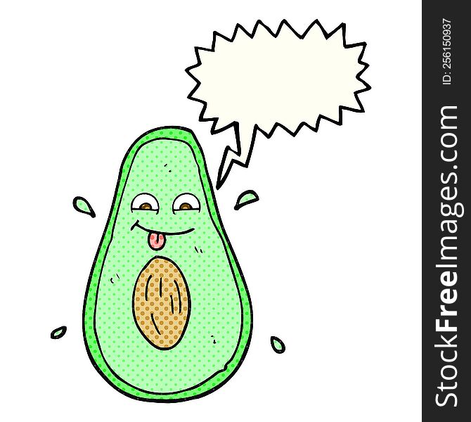 freehand drawn comic book speech bubble cartoon avocado