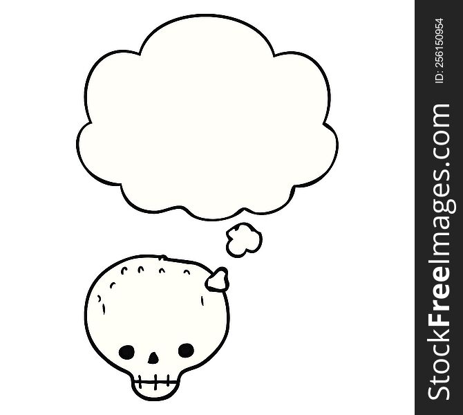 Cartoon Skull And Thought Bubble