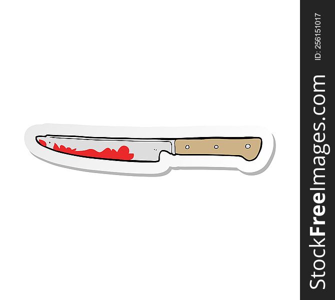 sticker of a cartoon bloody kitchen knife