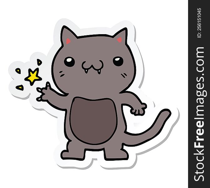 sticker of a cartoon cat scratching