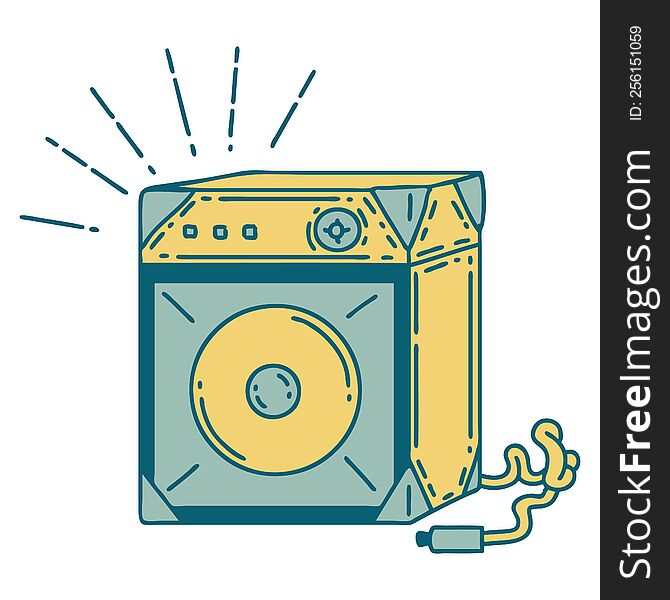 illustration of a traditional tattoo style guitar amplifier