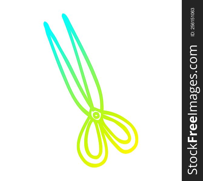 cold gradient line drawing of a cartoon scissors