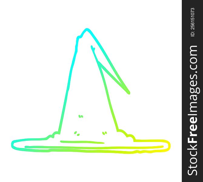 Cold Gradient Line Drawing Cartoon Witch Hat