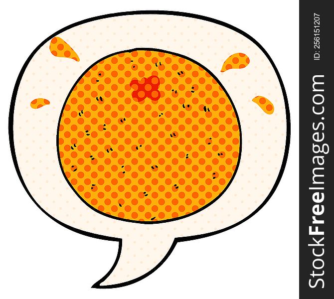 Cartoon Orange And Speech Bubble In Comic Book Style