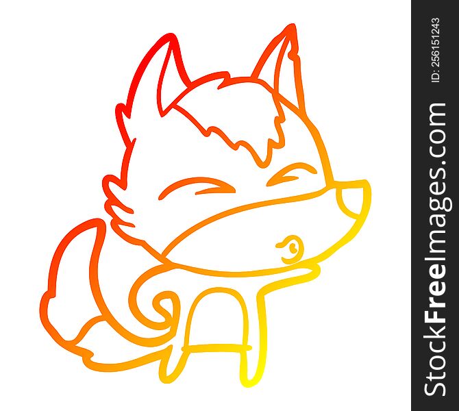 Warm Gradient Line Drawing Cartoon Wolf Whistling