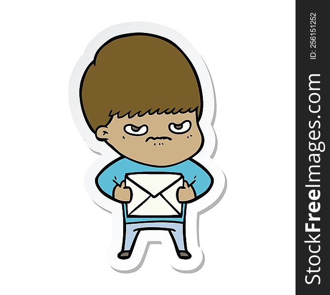 sticker of a angry cartoon boy