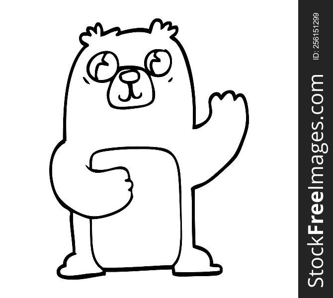 line drawing cartoon wide eyed bear