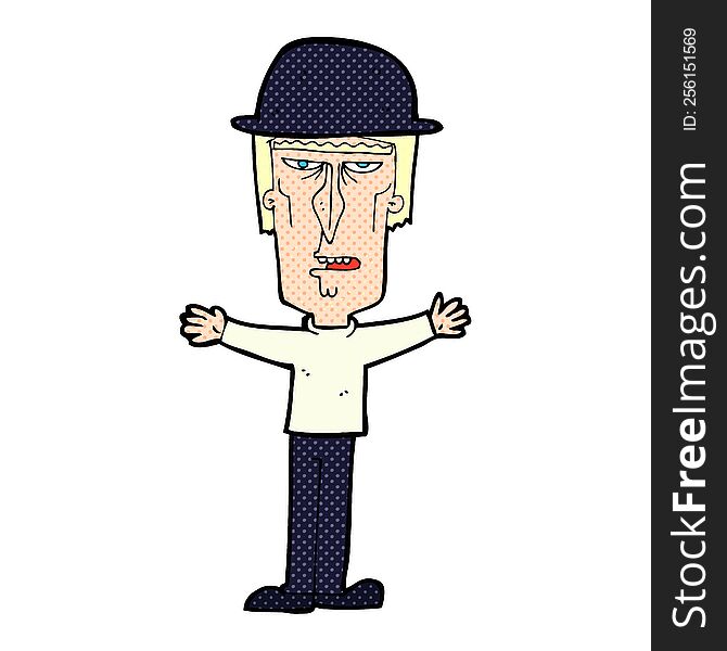 Cartoon Man Wearing Bowler Hat